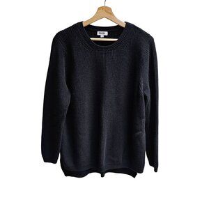 525 Black Knit Sweater with 3/4 Sleeves (Look Longer), 100% Cotton, Size XL
